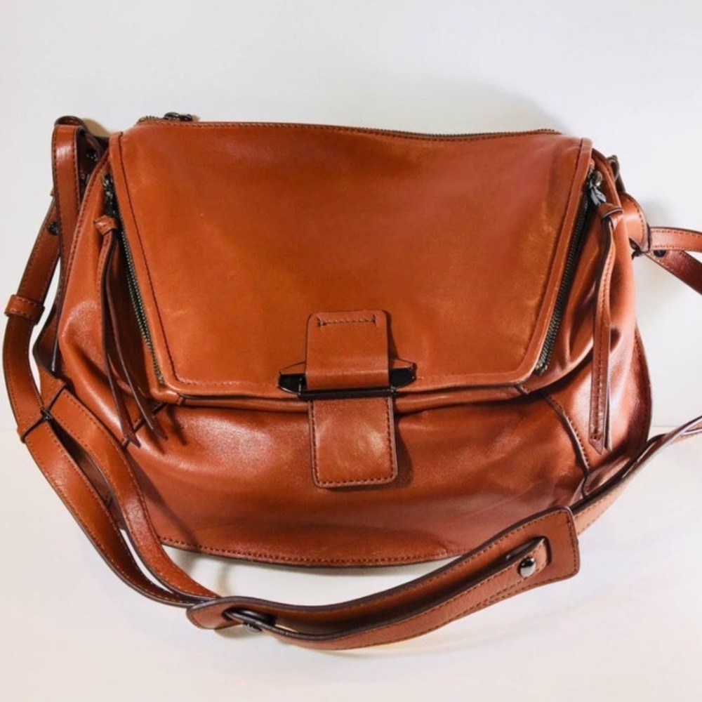 Kooba Vintage Y2K Leroy Burnt Orange Leather Crossbody Messenger Bag $255